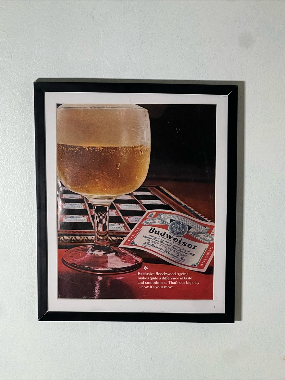 Vintage Budweiser Advertisement Framed Beer Poster Wall Art Ad Home Decor